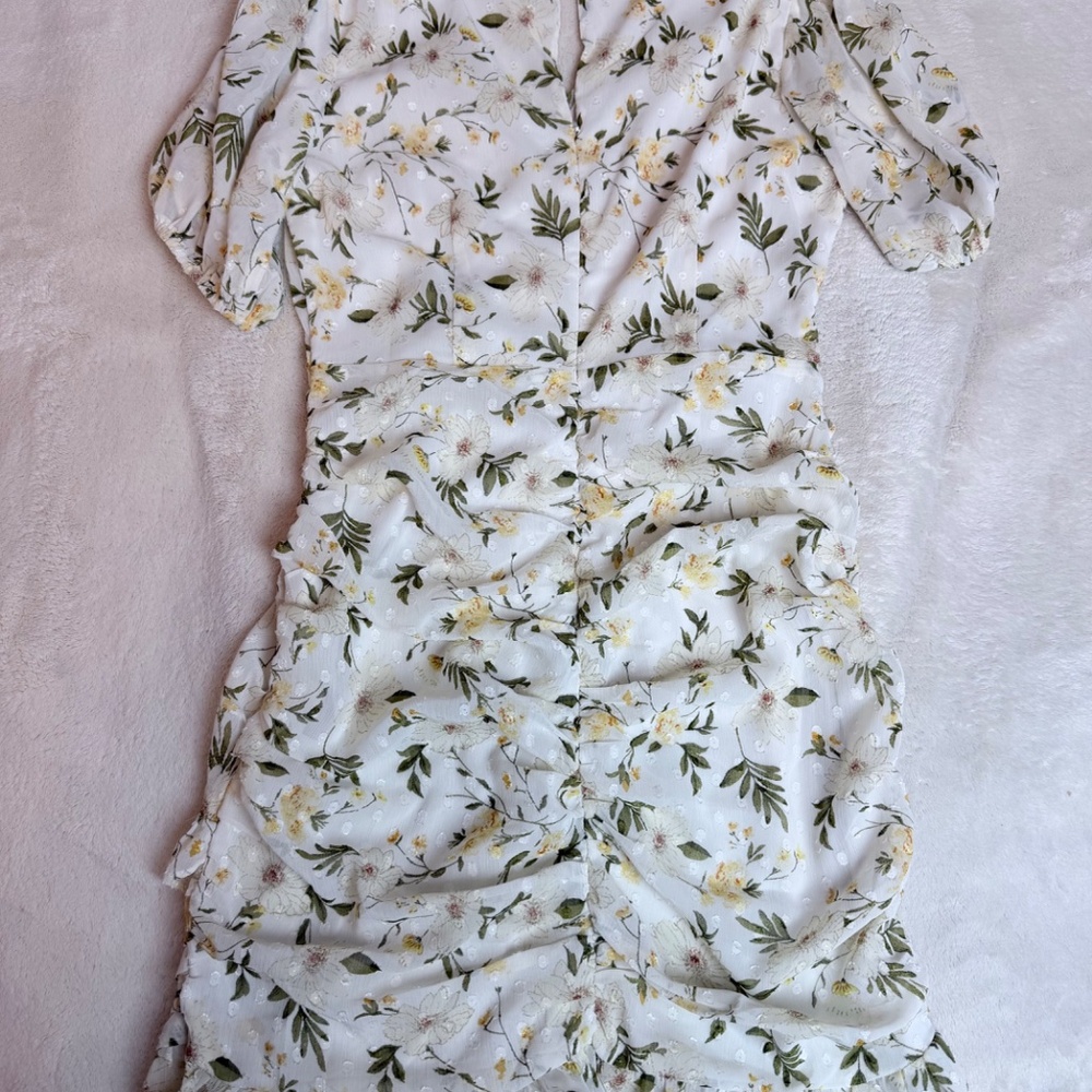 Lush Floral Ruched Ruffle Mini Dress - Picture 4 of 8
